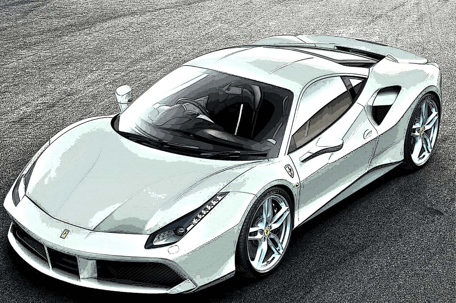 a white sports car on a road